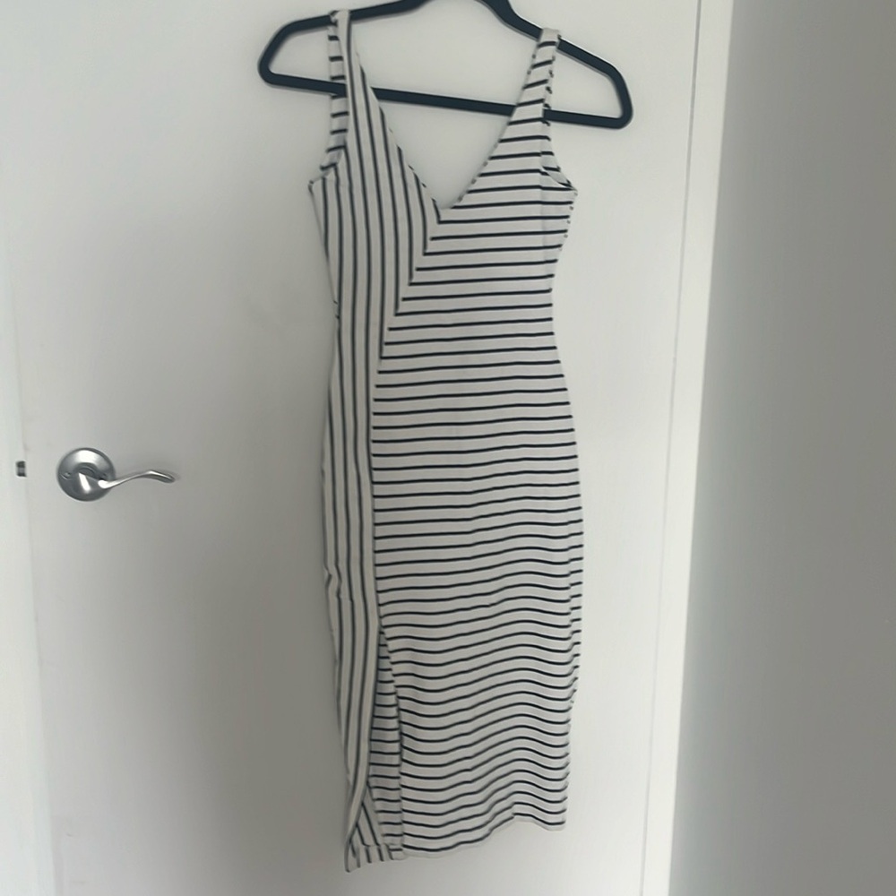 Navy and White Zara Body Con Dress